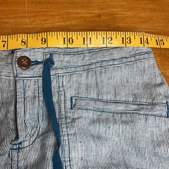 The North Face | Blue White Striped Linen Blend Draw String Cuffed Shorts Sz 0 - Picture 9 of 9
